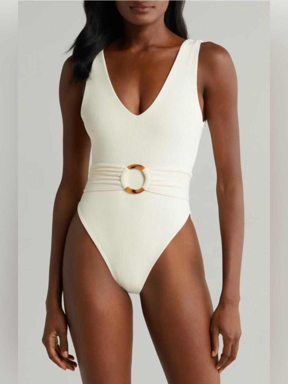 MONTCE Kim belted ribbed swimsuit